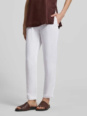 Spodnie materiałowe o kroju straight fit z mieszanki wiskozy z dodatkiem lnu Marc Cain