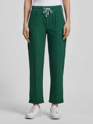 Spodnie materiałowe o kroju straight fit z ozdobnymi przeszyciami Marc Cain