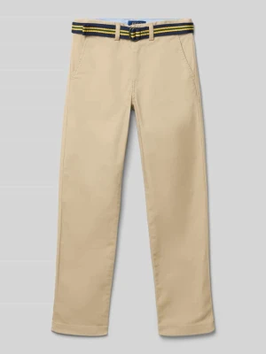 Spodnie materiałowe o kroju straight fit z wpuszczanymi kieszeniami model ‘Bedford’ Polo Ralph Lauren Kids