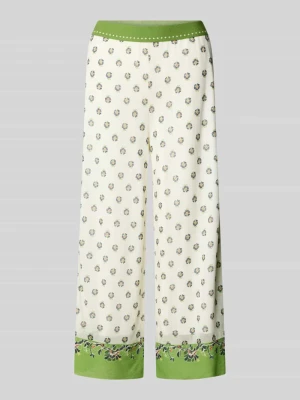 Spodnie materiałowe o kroju wide fit z kwiatowym wzorem na całej powierzchni Marc Cain