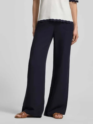 Spodnie materiałowe o kroju wide fit z mieszanki wiskozy z domieszką lnu Marc Cain