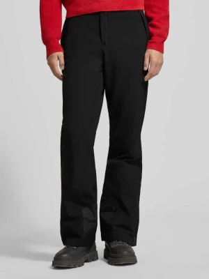 Spodnie materiałowe o rozkloszowanym kroju z kieszeniami zapinanymi na zamek błyskawiczny model ‘KUMPULA’ LUHTA