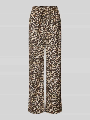 Spodnie materiałowe o rozkloszowanym kroju ze zwierzęcym nadrukiem model ‘Rita’ LOLLYS LAUNDRY