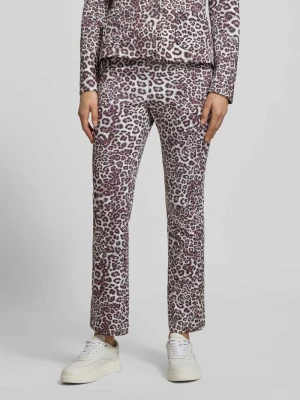 Spodnie materiałowe o rozkloszowanym kroju ze zwierzęcym nadrukiem na całej powierzchni Marc Cain