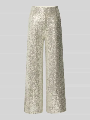 Spodnie materiałowe o szerokim kroju z cekinowym obszyciem na całej powierzchni model ‘Fauca’ Ichi