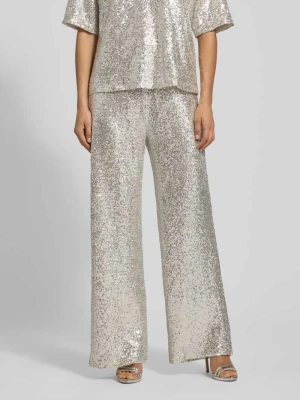Spodnie materiałowe o szerokim kroju z cekinowym obszyciem na całej powierzchni model ‘Fauca’ Ichi