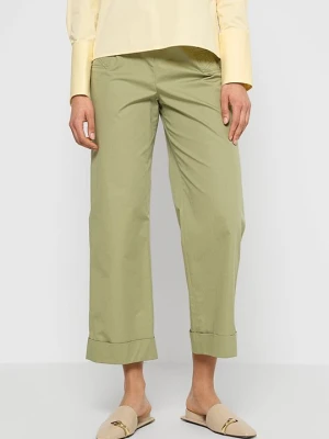 Spodnie materiałowe Tory Burch oliwkowy