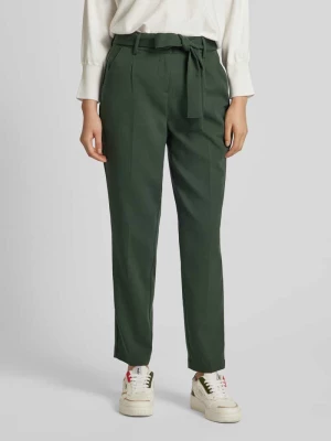 Spodnie materiałowe w jednolitym kolorze z wiązanym paskiem Zero