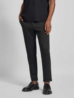 Spodnie materiałowe w kroju slim fit o skróconym fasonie lindbergh