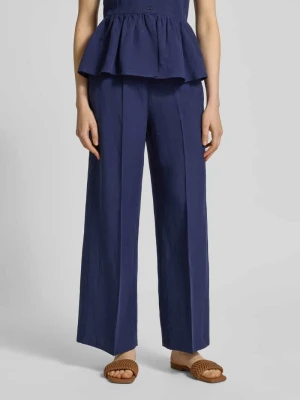 Spodnie materiałowe z mieszanki wiskozy i lnu model 'PERA' Emme