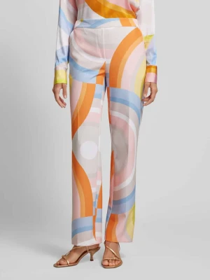 Spodnie materiałowe z prostymi nogawkami i nadrukiem na całej powierzchni HERZENS