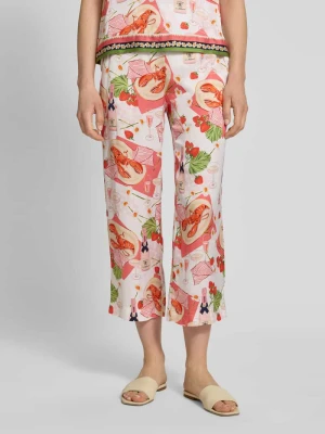 Spodnie materiałowe z szeroką nogawką i elastycznym pasem Marc Cain