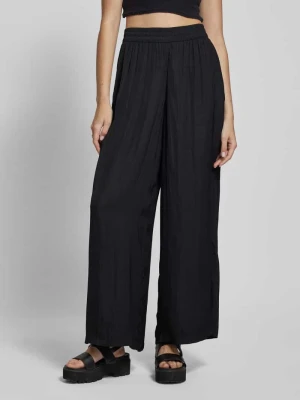 Spodnie materiałowe z szeroką nogawką i elastycznym pasem QS