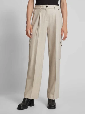 Spodnie materiałowe z szeroką nogawką i zakładkami w pasie Marc Cain