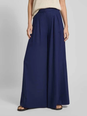 Spodnie materiałowe z szeroką nogawką z mieszanki lnu i wiskozy z plisami Stefanel