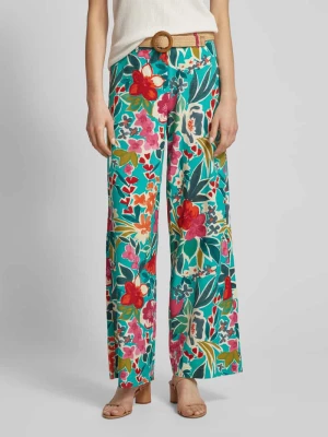 Spodnie materiałowe z szerokimi nogawkami i kwiatowym nadrukiem Christian Berg Woman