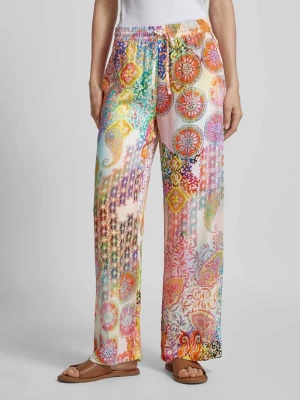 Spodnie materiałowe z szerokimi nogawkami i wzorem na całej powierzchni Emily Van den Bergh