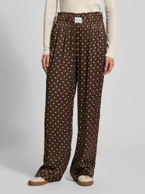 Spodnie materiałowe z szerokimi nogawkami z satyny wiskozowej model ‘ELODIE’ VILLA SOPHIE