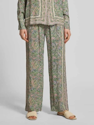 Spodnie materiałowe z wiskozy we wzór na całej powierzchni model 'Bala' MOS MOSH