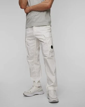 Spodnie męskie C.P. Company Stretch Sateen Loose Cargo Pants białe CP Company