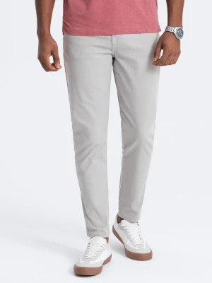 Spodnie męskie chino o dopasowanym kroju - szare V2 - Rozmiar: S Ombre Clothing