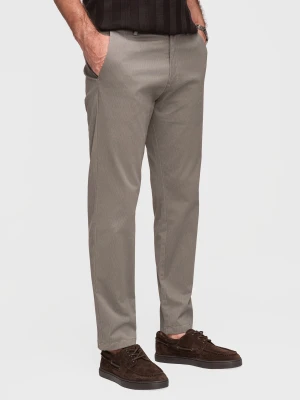 Spodnie męskie chino REGULAR FIT z delikatną strukturą – szare V1 - Rozmiar: M Ombre Clothing
