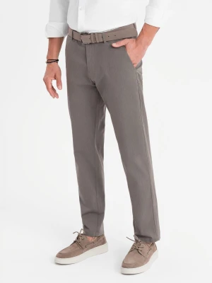 Spodnie męskie chino REGULAR FIT z delikatną strukturą – szare V1 - Rozmiar: XXL Ombre Clothing