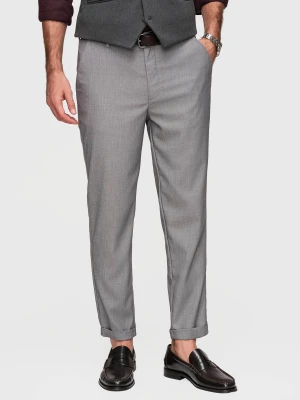 Spodnie męskie chino REGULAR FIT z gumką w pasie – szare V2 - Rozmiar: M Ombre Clothing