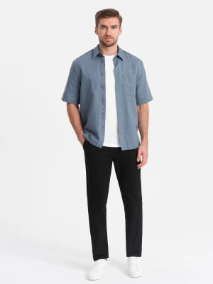 Spodnie męskie chino SLIM FIT - czarne V4 - Rozmiar: L Ombre Clothing