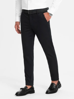 Spodnie męskie chino SLIM FIT z delikatną teksturą - czarne V5 - Rozmiar: L Ombre Clothing