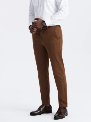 Spodnie męskie chino SLIM FIT z delikatną teksturą - karmelowe V3 OM-PACP-0190
 -                                    L