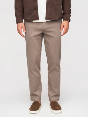 Spodnie męskie chino SLIM FIT z delikatną teksturą - popielate V1 - Rozmiar: XXL Ombre Clothing
