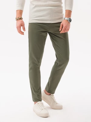 Spodnie męskie chinosy SLIM FIT - oliwkowe V26 P1059
 -                                    M