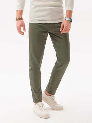 Spodnie męskie chinosy SLIM FIT - oliwkowe V26 P1059
 -                                    XL Ombre