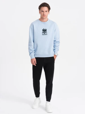 Spodnie męskie dresowe CARROT ze strukturalnej dzianiny - czarne V8 Ombre Clothing