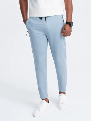 Spodnie męskie dresowe joggery na gumce z przeszyciami – jasnoniebieskie V2 OM-PASK-0142
 -                                    M
