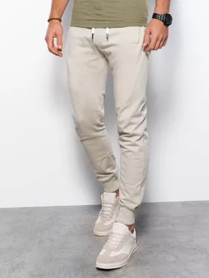 Spodnie męskie dresowe joggery - jasnoszare  V1 P948
 -                                    L