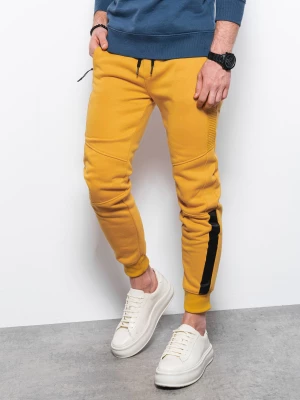 Spodnie męskie dresowe z przeszyciami - żółte V7 OM-PASK-0137
 -                                    XL