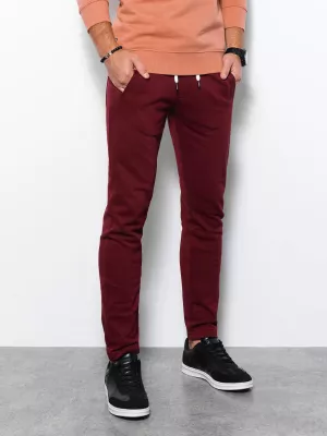 Spodnie męskie dresowe bez ściągacza na nogawce - burgundowe V2 P946
 -                                    L