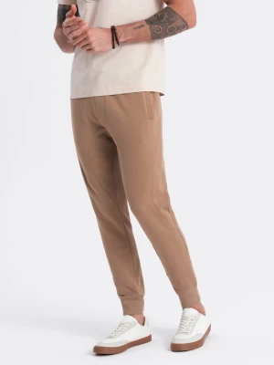 Spodnie męskie dresowe typu jogger - brązowe V2 OM-PABS-0173
 -                                    XXL Ombre