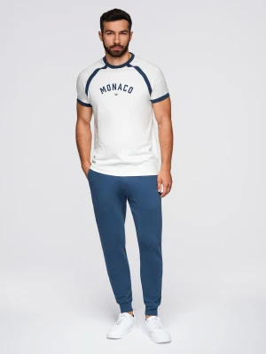 Spodnie męskie dresowe typu jogger - granatowe V4 - Rozmiar: S Ombre Clothing