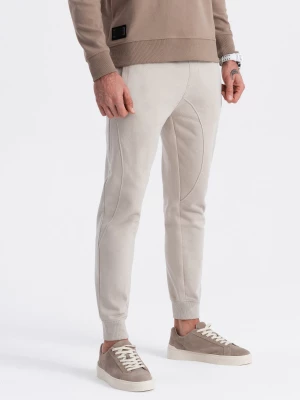 Spodnie męskie dresowe typu jogger - jasnobeżowe V1 OM-PABS-0173
 -                                    XL Ombre