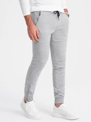 Spodnie męskie dresowe typu jogger - szary melanż V2 OM-PASK-22FW-004
 -                                    XL Ombre