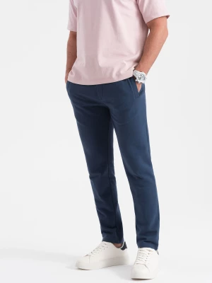 Spodnie męskie dresowe z nogawką bez ściągacza - ciemnoniebieskie V4 OM-PABS-0206
 -                                    L