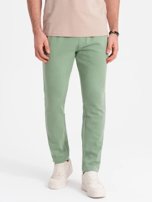Spodnie męskie dresowe z nogawką bez ściągacza - zielone V3 OM-PABS-0206
 -                                    L