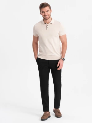 Spodnie męskie eleganckie chino SLIM FIT - czarne V4 - Rozmiar: L Ombre Clothing