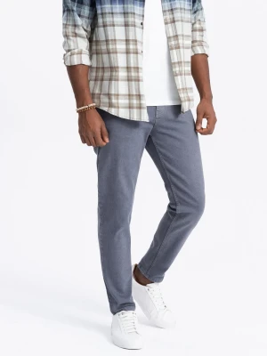 Spodnie męskie jeansowe bez przetarć SLIM FIT - granatowe V4 - Rozmiar: XL Ombre Clothing