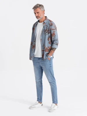 Spodnie męskie jeansowe CARROT FIT - jasnoniebieskie V2 Ombre Clothing