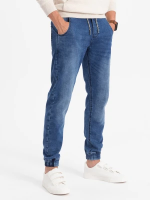 Spodnie męskie jeansowe joggery - jasnoniebieskie OM-PADJ-0106
 -                                    L Ombre