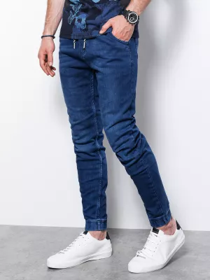 Spodnie męskie jeansowe joggery - niebieskie P907
 -                                    L
